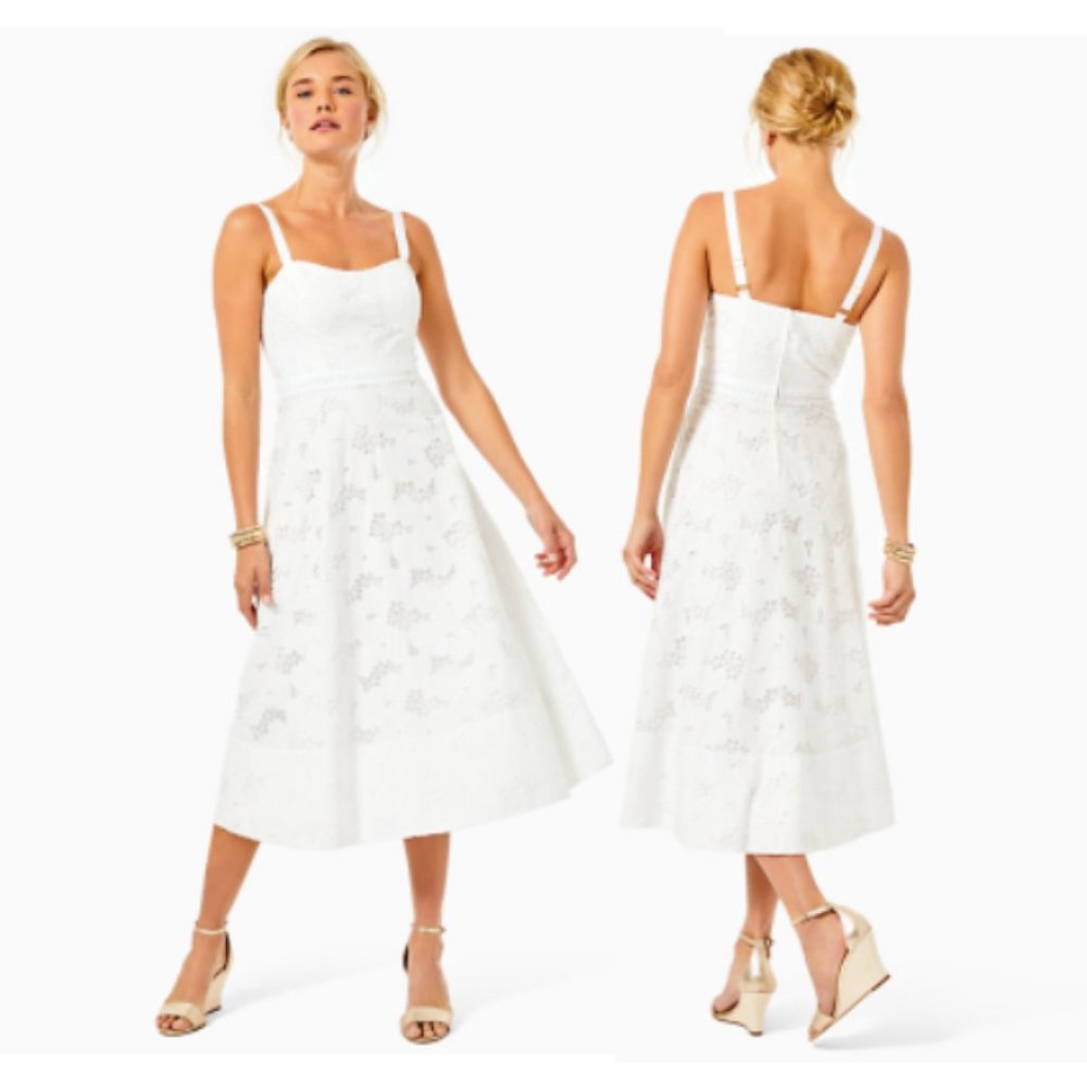 Lilly Pulitzer Fawn White Eyelet Lace Midi Dress